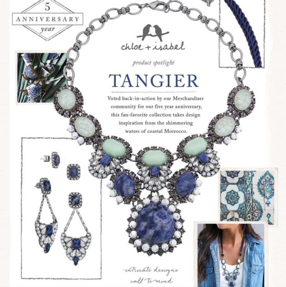 SOLD CHLOE & ISABEL TANGIER SOLADITE CHAMPAGNE CRYSTAL SILVER STATEMENT NECKL… - Picture 16 of 16